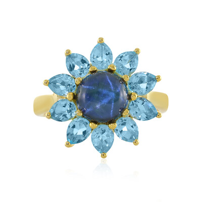 Blauer Stern-Saphir-Silberring