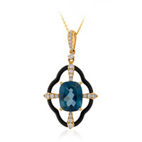 Londonblauer Topas-Goldhalskette