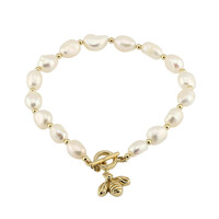 Weiße Süßwasserzuchtperlen-Silberarmband (TPC)