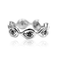 Schwarzer Diamant-Silberring