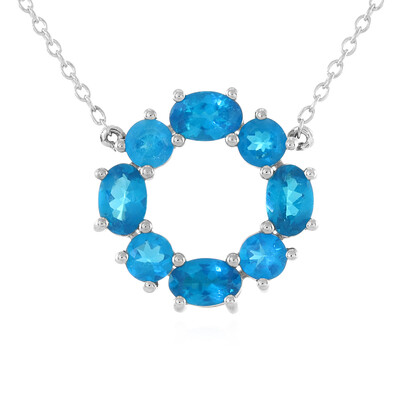 Neonblauer Apatit-Silberhalskette