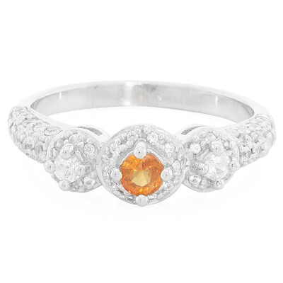 Oranger Saphir-Silberring