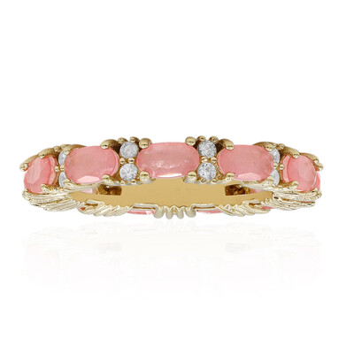 Pinkfarbener Pastell-Quarz-Silberring