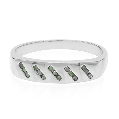 Smaragdgrüner Diamant-Silberring
