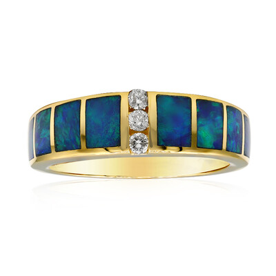Lightning Ridge-Schwarzer Opal-Goldring (CIRARI)