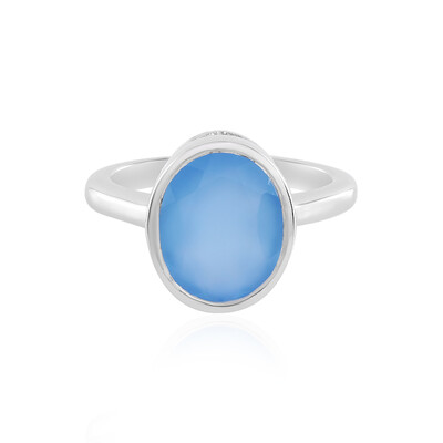 Blauer Chalzedon-Silberring