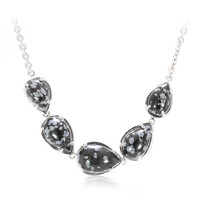 Schneeflocken-Obsidian-Silbercollier