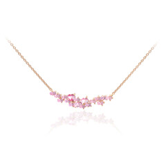 Pinkfarbener Saphir-Silbercollier