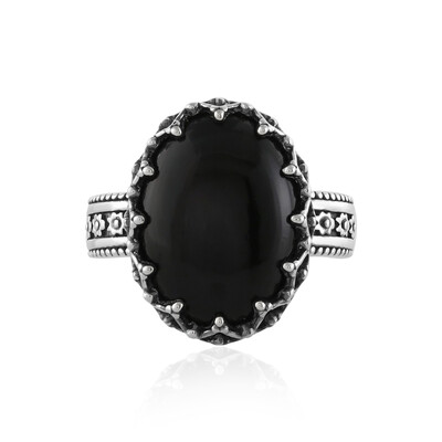 Schwarzer Onyx-Silberring