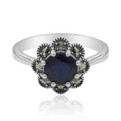 Blauer Saphir-Silberring