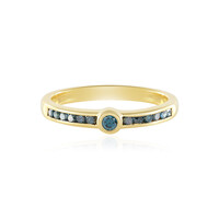 Blauer I2 Brillant-Silberring
