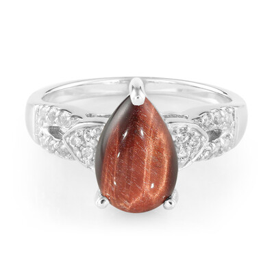 Rotes Tigerauge-Silberring