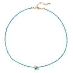 Neonblauer Apatit-Silberhalskette