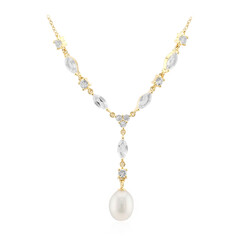Weiße Süßwasserzuchtperlen-Silbercollier