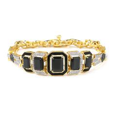 Schwarzer Spinell-Silberarmband