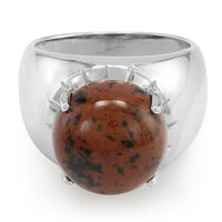 Mahagoni-Obsidian-Herren-Silberring