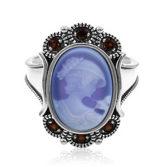 Blauer Band-Achat-Silberring