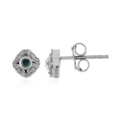 Blauer I2 Diamant-Silberohrringe