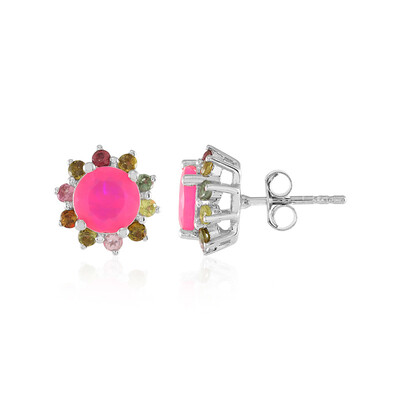 Äthiopischer Pinkfarbener Opal-Silberohrringe