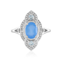 Blauer Chalzedon-Silberring