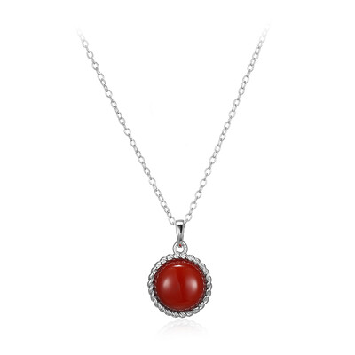 Roter Achat-Silberhalskette