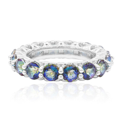 Blauer Mystik-Quarz-Silberring