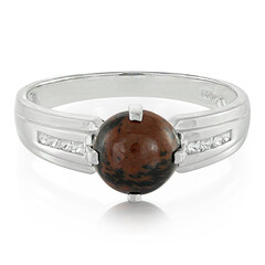 Mahagoni-Obsidian-Herren-Silberring