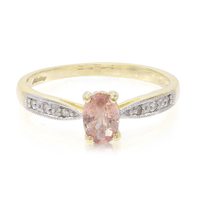 Nicht erhitzter Padparadscha-Saphir-Goldring