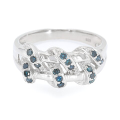 Königsblauer Diamant-Silberring
