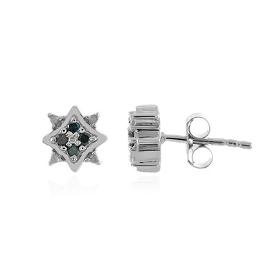 Blauer I3 Diamant-Silberohrringe