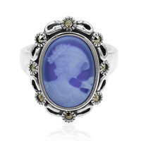 Blauer Band-Achat-Silberring