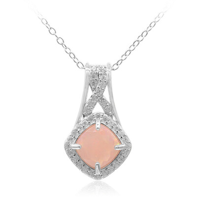 Pinkfarbener Opal-Silberhalskette
