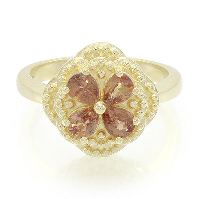 Nicht erhitzter Padparadscha-Saphir-Goldring