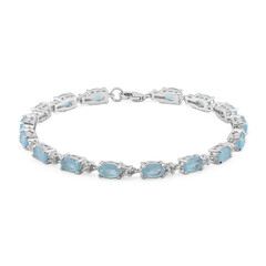 Blauer Pastell-Quarz-Silberarmband