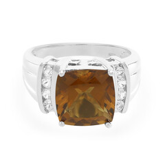 Cognac-Quarz-Silberring