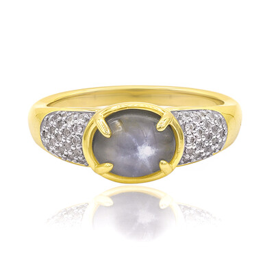 Silberner Stern-Saphir-Goldring