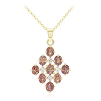 Nicht erhitzter Padparadscha-Saphir-Goldhalskette