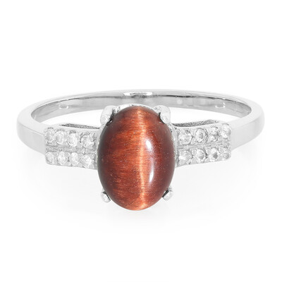 Rotes Tigerauge-Silberring