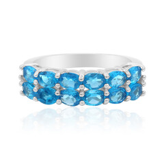 Neonblauer Apatit-Silberring