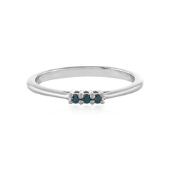 Blauer I3 Brillant-Silberring