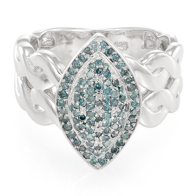 Blauer Diamant-Silberring