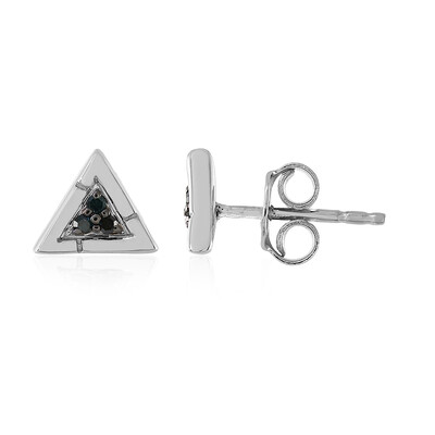 Blauer I2 Diamant-Silberohrringe
