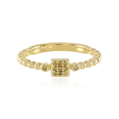 Gelber I3 Diamant-Silberring