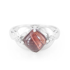 Rotes Tigerauge-Silberring