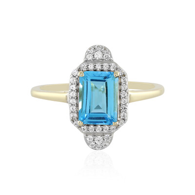 Schweizblauer Topas-Goldring (Adela Gold)