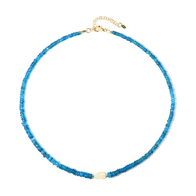 Neonblauer Apatit-Silberhalskette
