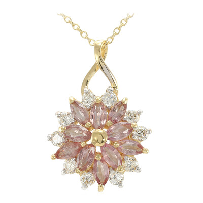 Nicht erhitzter Padparadscha-Saphir-Goldhalskette (AMAYANI)