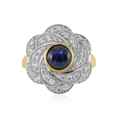 Blauer Stern-Saphir-Silberring