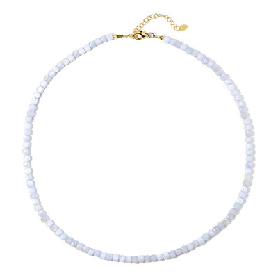 Blauer Band-Achat-Silberhalskette