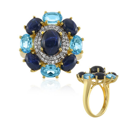 Blauer Stern-Saphir-Silberring